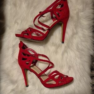 Chic Red Strappy Heels